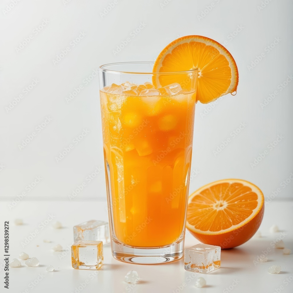 Fototapeta premium Refreshing Iced Orange Juice Drink with Fruit Slice