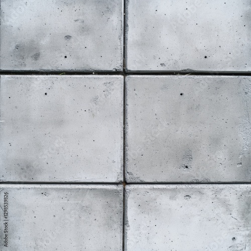 A close-up view of gray concrete tiles arranged in a grid pattern, ideal for use in architecture, construction, or interior design projects to portray a modern and industrial aesthetic,