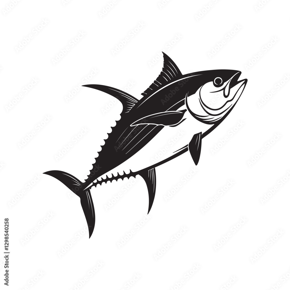 Tuna Fish Silhouette Vector Art Illustration Tuna Fish Silhouette Vector Art Illustration