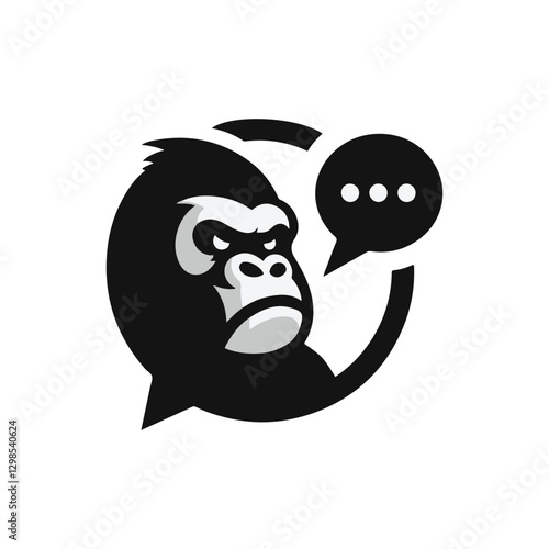 gorilla with speech bubble logo vector illustration