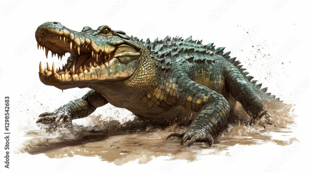Fototapeta premium Cocodrilo. Majestic Crocodile, Gator in Its Natural Habitat