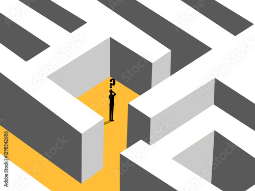 Finding a solution, Businessman lost in a maze