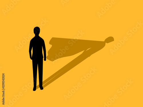 Confident businessman with hero shadow