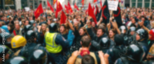 Wallpaper Mural Blurred background focusing on protest leaders, their anger driving the demonstration forward Torontodigital.ca