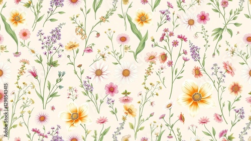 Mother's Day Floral Herb Seamless Pattern Design