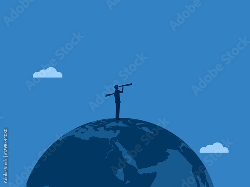 Vision, Businessman Telescopes the Earth