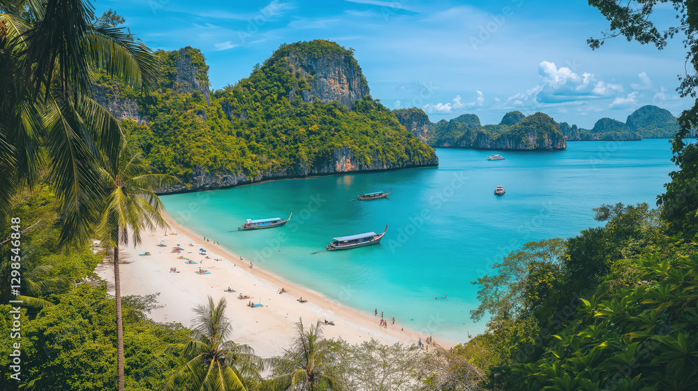 Obraz premium Panoramic View of Picturesque Tropical Islands with White Sandy Beaches