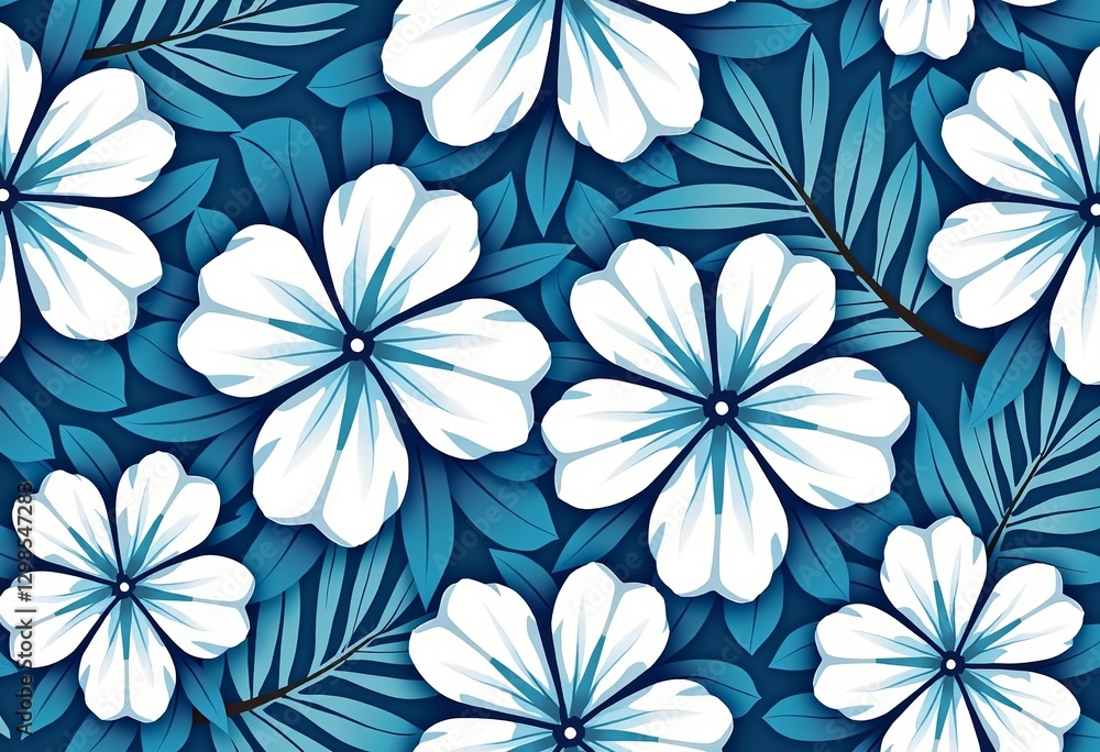 Hawaiian Vector Simplicity: A Blue and White Floral Pattern with Flat Colors, Clean Lines, and a Simple Art Style, Perfect for a Tropical Vibe.
Hawaiian Vector Simplicity: A Blue and White Floral Pattern with Flat Colors, Clean Lines, and a Simple Art Style, Perfect for a Tropical Vibe.