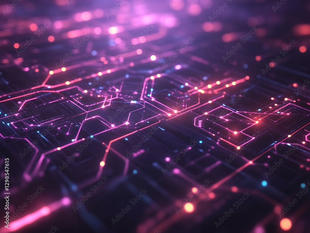 Obraz premium AI abstract neon matrix glowing symbols sci-fi texture --ar 4:3