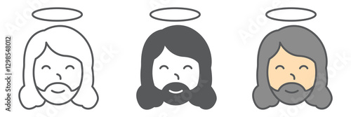 Jesus christ icon collection, religious and easter, jesus vector icon set, vector graphics, editable stroke outline sign, eps 10.