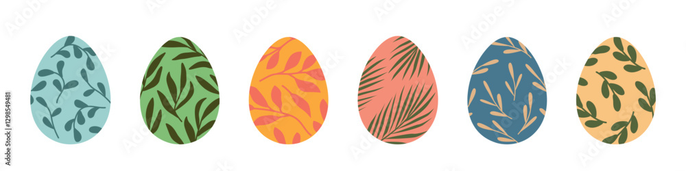 Fototapeta premium set of different colorful easter eggs decorated with floral elements - vector illustration