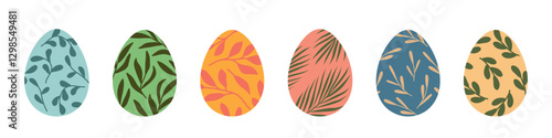 set of different colorful easter eggs decorated with floral elements - vector illustration