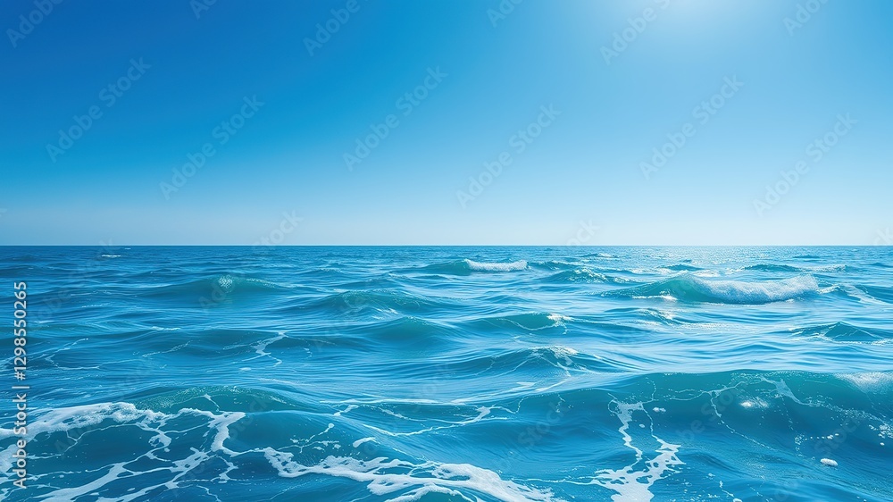 Fototapeta premium Serene Ocean Waves Under Azure Sky