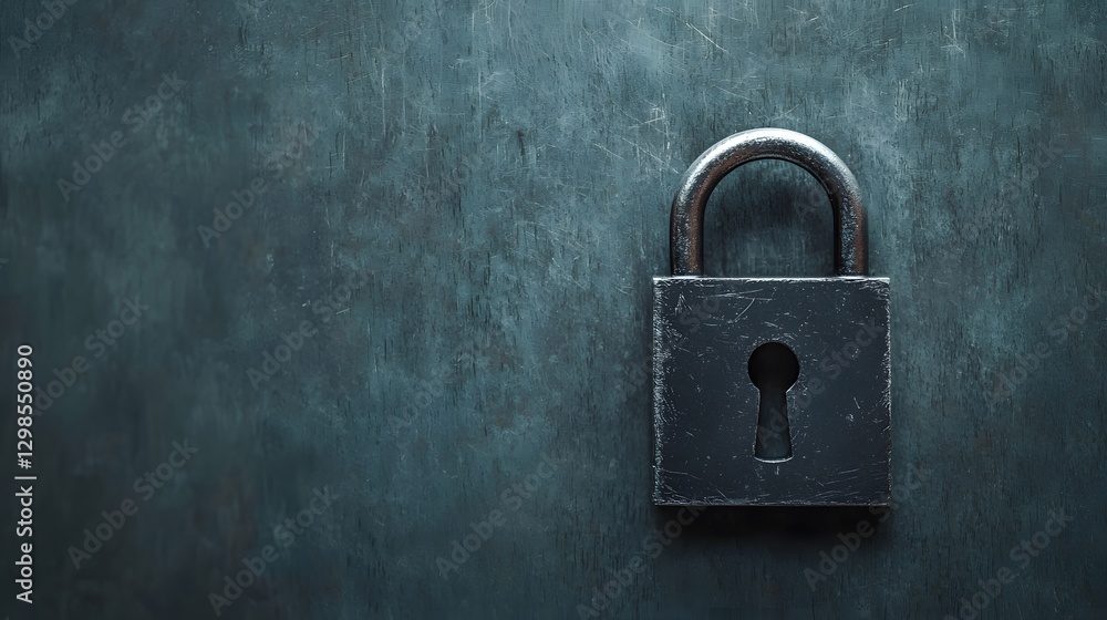 Fototapeta premium Security lock on dark background conceptual image studio setting minimalist view privacy and protection theme