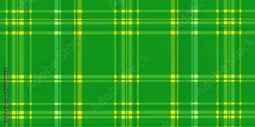 St. Patrick's Day Emerald Green and Gold Plaid Pattern Texture Background
