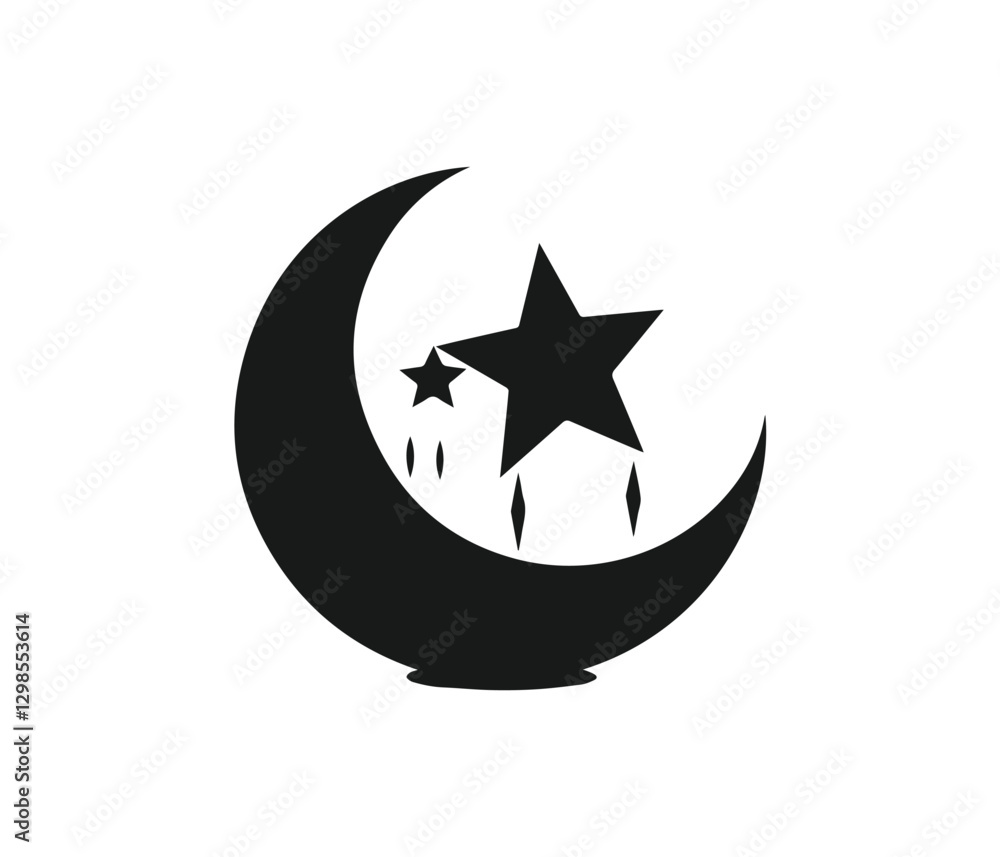 Islamic Crescent Moon, Star, and Lantern Design Islamic Crescent Moon, Star, and Lantern Design
