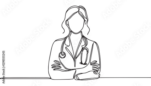 Continuous one single minimal line drawing doctor 