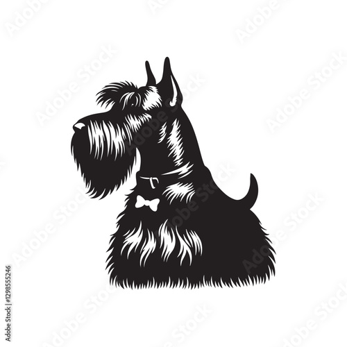 Giant Schnauzer Vector Silhouette - Giant Schnauzer Dog Design - Giant Schnauzer Dog Illustration.