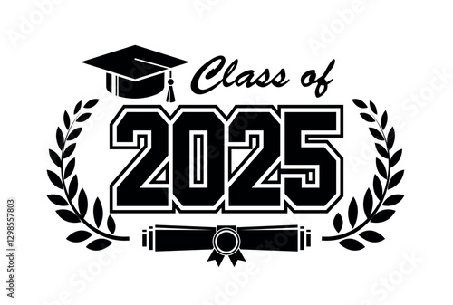 2025 class graduate. The concept of decorate congratulation for school graduates. Design for t-shirt, flyer, invitation, greeting card. Vector on transparent background