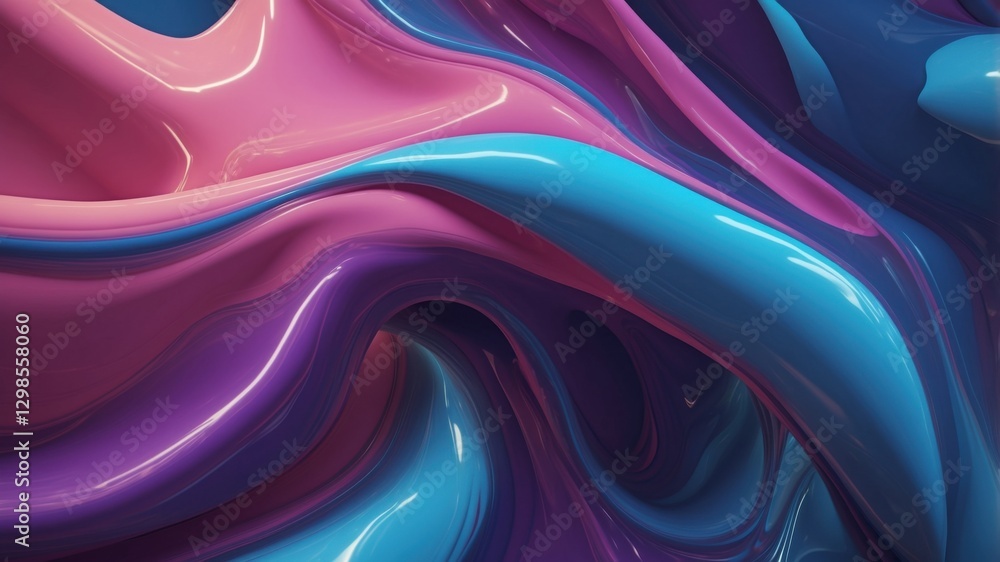 Fototapeta premium Vibrant waves of color undulate in a blend of pink, purple, and blue with selective focus and a beautifully blurred background