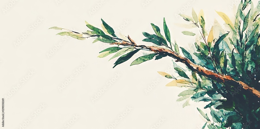 A watercolor seamless pattern with dried palm leaves, hand-drawn border of exotic tropical dry plants, and isolated background makes for a great template for frames or wedding invitations in a A watercolor seamless pattern with dried palm leaves, hand-drawn border of exotic tropical dry plants, and isolated background makes for a great template for frames or wedding invitations in a