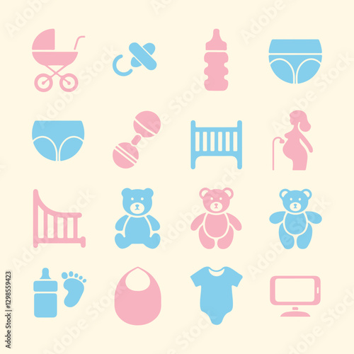Baby and Maternity Icons set. Editable vector icon. Perfect for web and app interfaces, presentations, info graphics, etc. 
