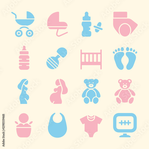Baby and Maternity Icons set. Editable vector icon. Perfect for web and app interfaces, presentations, info graphics, etc. 
