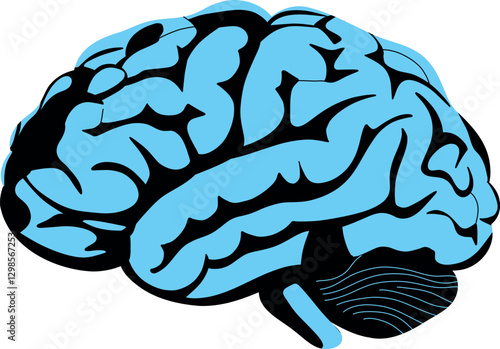 A vibrant and creative depiction of the human brain, filled with dynamic colors and intricate details. This artwork symbolizes intelligence, creativity, and imagination, making it perfect for educatio