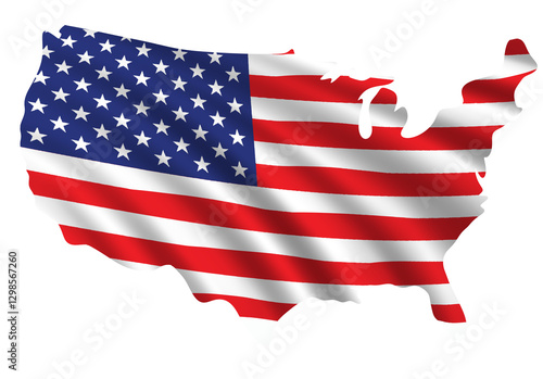3d usa flag with map
