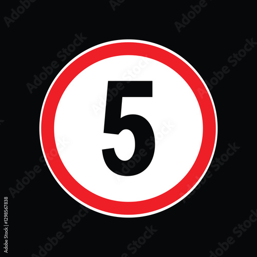 Speed limit sign 5 km per hour icon vector illustration