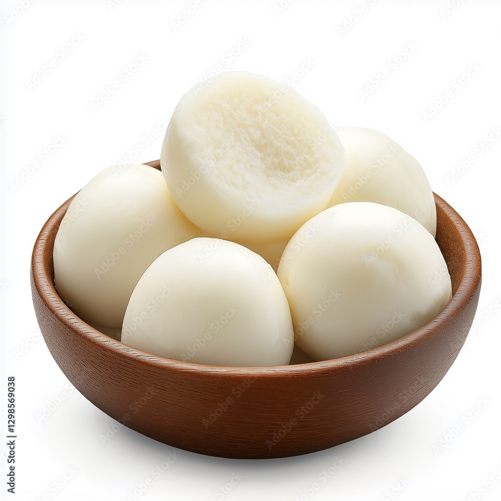 Delicious Sweet Rice Balls in Wooden Bowl   Food Photography