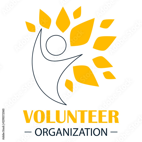 Volunteer organization logo vector isolated. Logotype for charity community. Concept of love and support. Volunteer work.