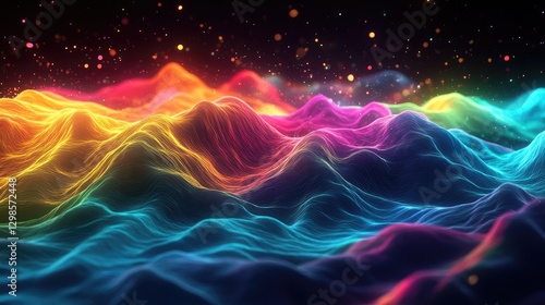 Wallpaper Mural A dynamic wave of sound visualized through colorful, undulating 3D shapes. Torontodigital.ca