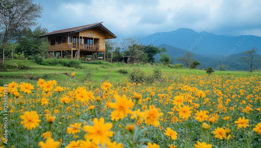 Fototapeta premium house on the mountain