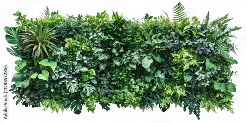 Lush Greenery Wall with Diverse Tropical Plants and Foliage