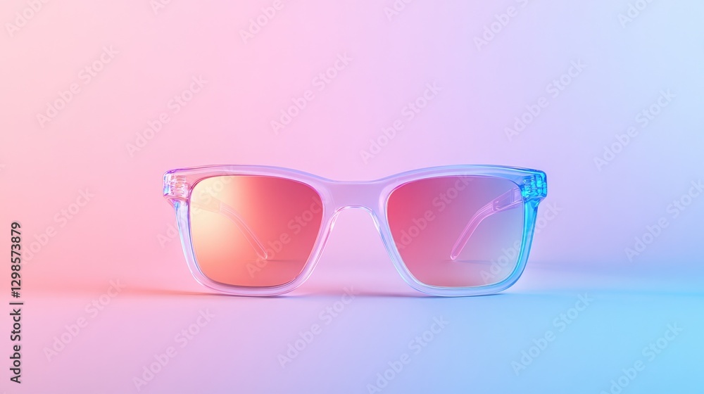 Sunglasses with colorful lenses set against vibrant gradient bac Sunglasses with colorful lenses set against vibrant gradient bac