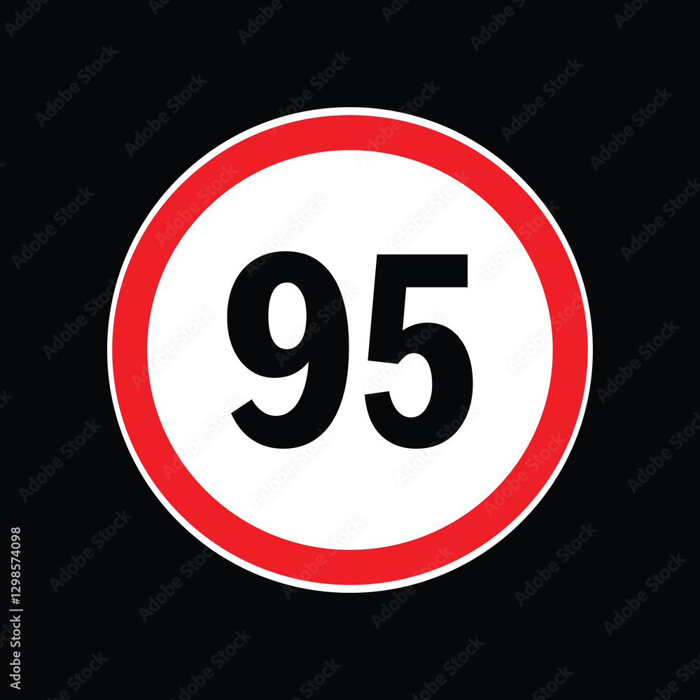 Speed limit sign 95 km per hour icon vector illustration Speed limit sign 95 km per hour icon vector illustration