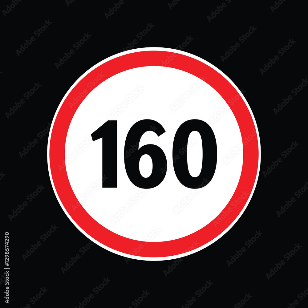 Speed limit sign 160 km per hour icon vector illustration Speed limit sign 160 km per hour icon vector illustration