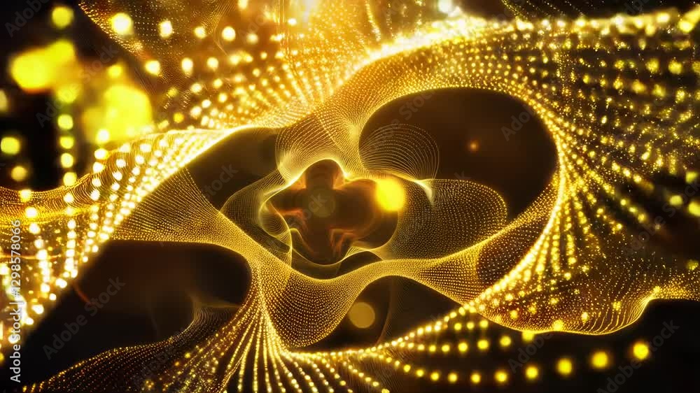 boucle de particules scintillantes réalisant des formes sur un fond sombre