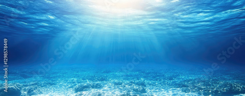 Underwater sea in blue sunlight