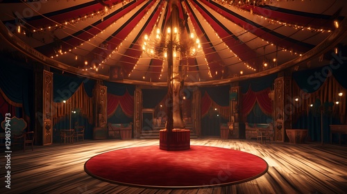 Dramatic circus tent interior with round stage high resolution hd photo