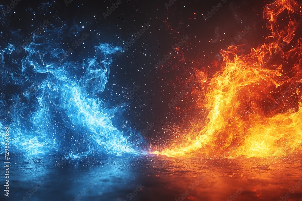 Versus background design in abstract style. banner Announcement of two fighters. Blue cold VS red fire. Competition vs match game, martial battle vs sport Versus background design in abstract style. banner Announcement of two fighters. Blue cold VS red fire. Competition vs match game, martial battle vs sport