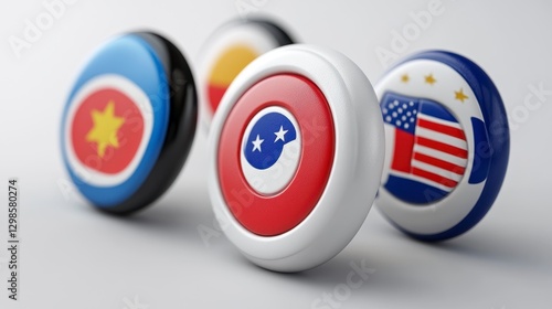 Free Download Glossy Round Buttons Displaying Various National Flags - GFXLoad