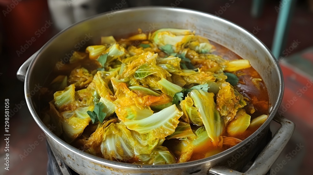 Spicy Cabbage Stir-fry in Rustic Pot Delicious Asian Cuisine Spicy Cabbage Stir-fry in Rustic Pot Delicious Asian Cuisine
