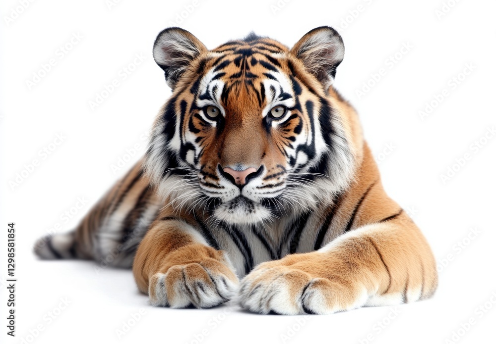 Obraz premium Majestic Tiger Lying Down with Striking Orange and Black Stripes