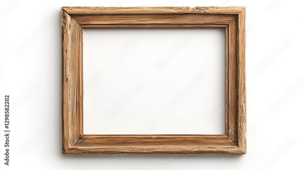Fototapeta premium Natural wood frame, isolated on a white background