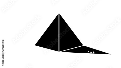 pyramid symbol, black isolated silhouette