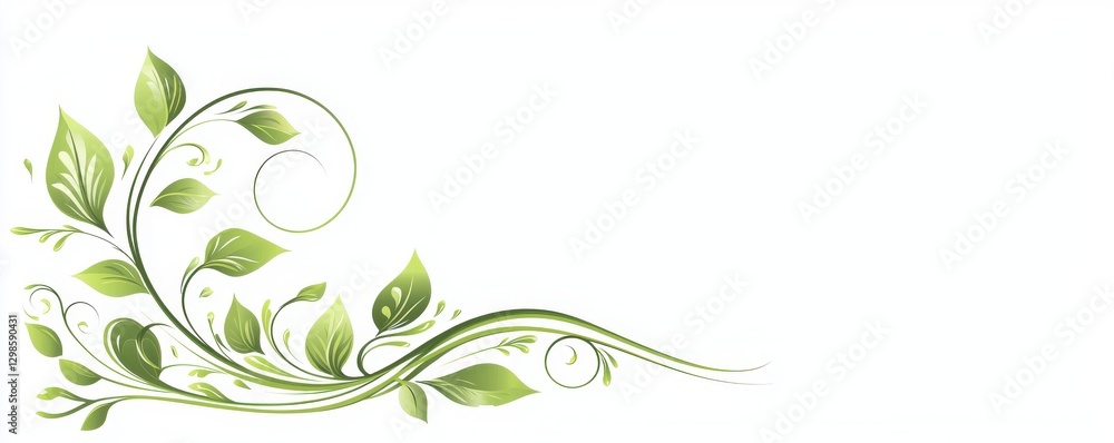A delicate swirl of green leaves and stems, creating a fresh and vibrant natural design. A delicate swirl of green leaves and stems, creating a fresh and vibrant natural design.