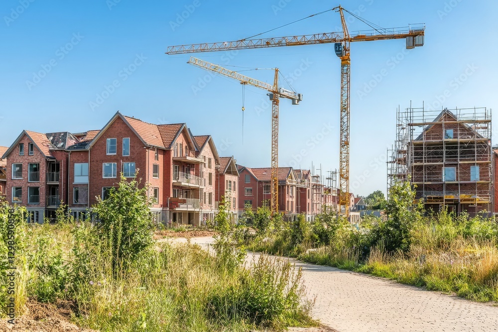The area is a major construction site complete with numerous cranes, foundations and buildings The area is a major construction site complete with numerous cranes, foundations and buildings