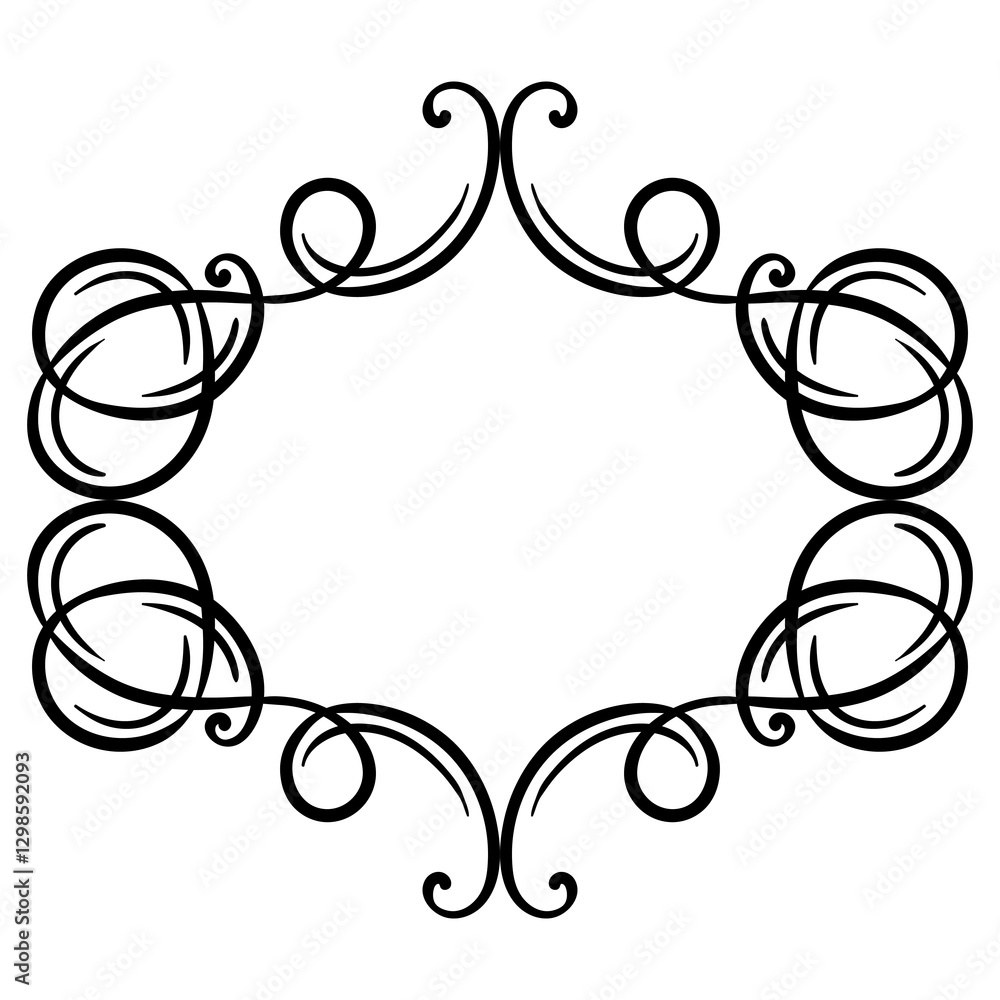 Vignette curl element. Decorative calligraphic divider or frame.